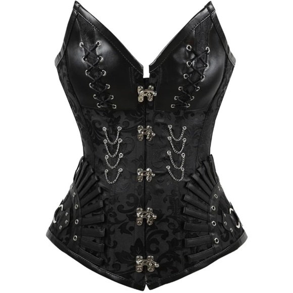 Other - Hiipps Black Steampunk Steel Boned Gothic Overbust Corset Size: XL